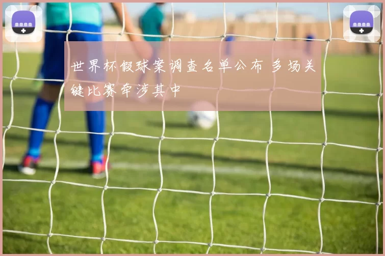 世界杯假球案调查名单公布 多场关键比赛牵涉其中